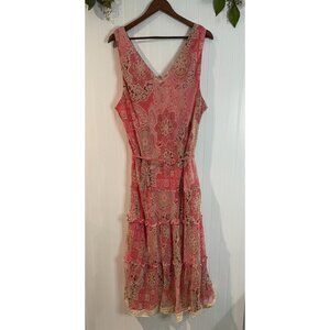Belene Woman Pink & Beige Plus Size Maxi Dress With Lace Trim 26W 100% Polyester